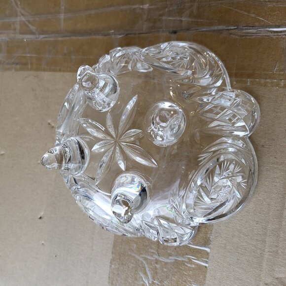 Vintage Cut Crystal Footed Bowl with Etched Star and Pinwheel Design GUC "BIN B" - Picture 6 of 9